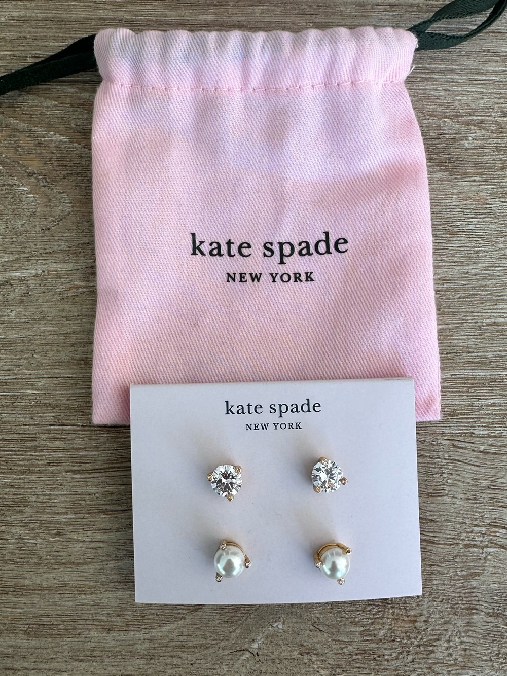 Kate Spade New York Rise and Shine Stud Earrings Faux Pearl And Diamond New Bag